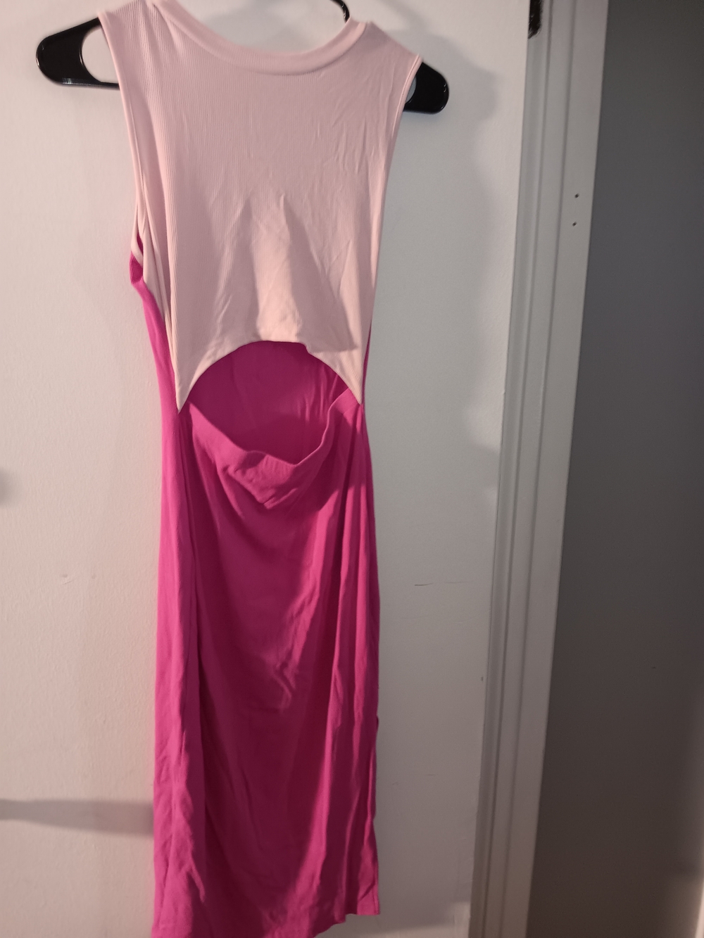Two-Tone Pink Cutout Maxi Dress